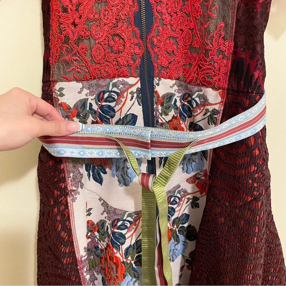 Byron Lars Winter Rose Dress Red Motif - Picture 15 of 16